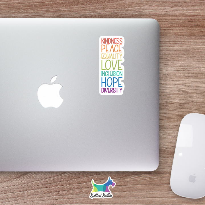 Kindness, peace, equality sticker